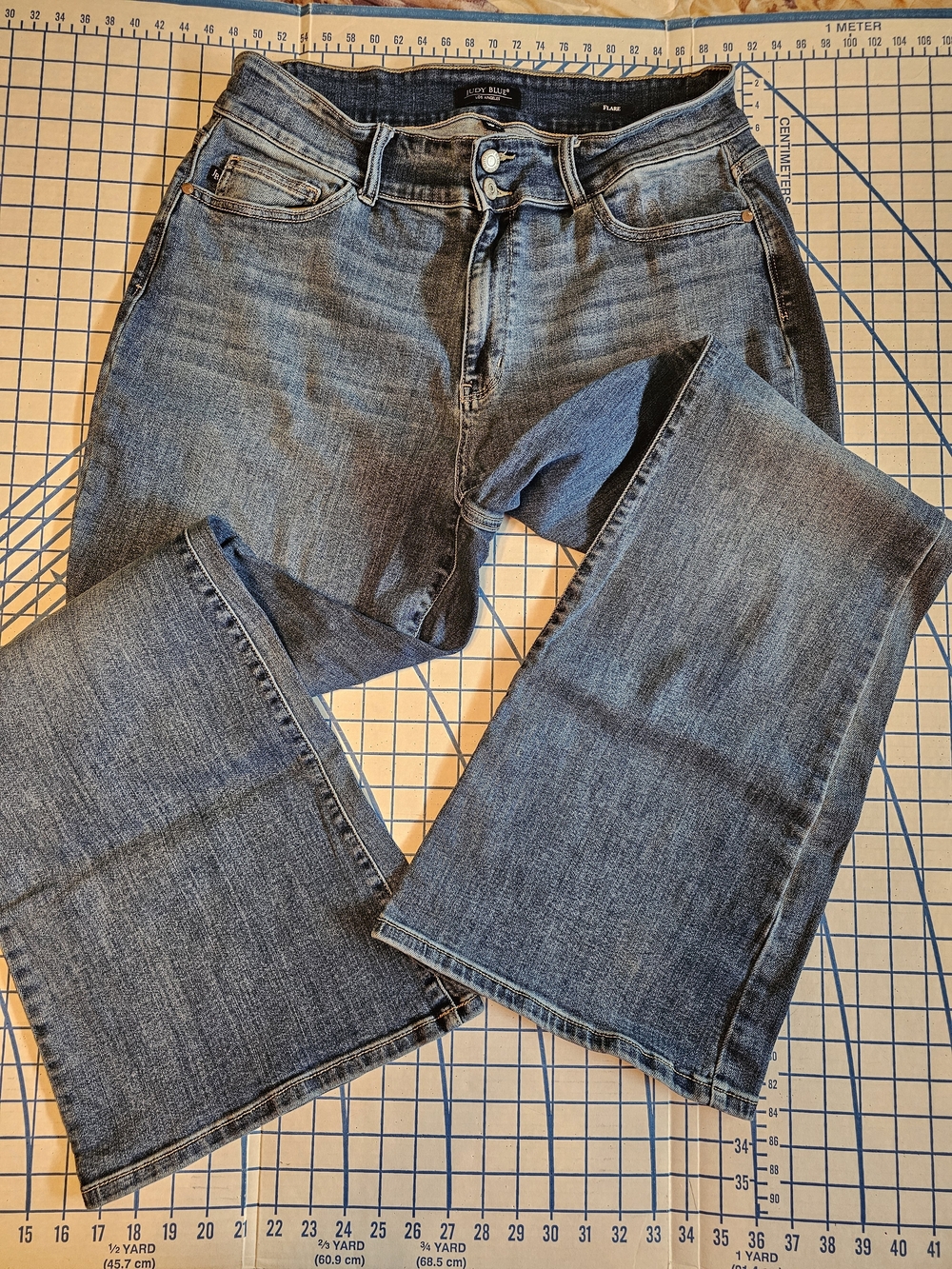 Judy Blue 18W High Rise Flare Jeans Double Button Medium Wash JB82630